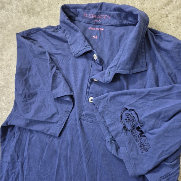 B Draddy Golf Polo Shirt Men M Blue PGA Waste Management Open Preppy Sport Logo